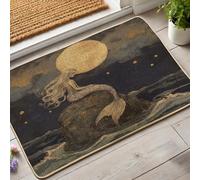 Zerbino fantasia sirena, blu e oro, a tema spiaggia, per interni ed esterni, decorazione nautica, impermeabile, antiscivolo, antipolvere, facile da pulire, 73 x 43 cm