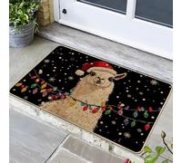 Zerbino Fiamma di Natale, tappeto d'ingresso con luci colorate per uso interno ed esterno, antiscivolo, impermeabile, resistente alla polvere, facile da pulire, 29 x 17 pollici