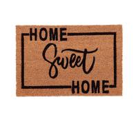 Relaxdays Zerbino in Fibra di Cocco, 60x40 cm, Hello Sweet Home, Tappetino Interni e Esterni Antiscivolo, Marrone Nero