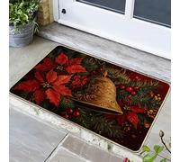Zerbino floreale campana di Natale rosso per esterno ed interno decorazione vacanza gomma lavabile antiscivolo per porta d'ingresso d'inverno inverno 73,6 x 43,2 cm