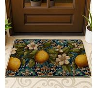 Zerbino floreale con limoni, zerbino giallo agrumato per ingresso primavera ed estate, decorazione vintage, in gomma, impermeabile, antiscivolo, assorbe la polvere, facile da pulire, 73 x 43 cm