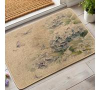 Zerbino floreale con ortensia, con farfalle blu, tappetino di benvenuto per interni ed esterni, decorazione vintage, antiscivolo, impermeabile, antipolvere, facile da pulire, 73 x 43 cm