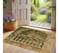 Zerbino floreale di vigna, tappeto d'ingresso verde naturale per esterni ed interni, decorazione stagionale, in gomma impermeabile, antiscivolo, assorbe la polvere, facile da pulire, 73,7 x