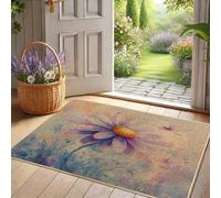 Zerbino floreale margherite colorato per decorazione primaverile per interni ed esterni, impermeabile, antiscivolo, assorbe la polvere, facile da pulire, 73,7 x 43,2 cm