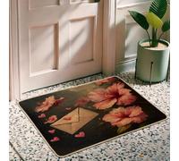 Zerbino floreale primaverile pesca e ibisco per ingresso esterno ed interno in gomma impermeabile antiscivolo assorbente polvere facile da pulire 73,6 x 43,2 cm