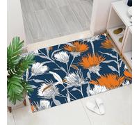 Zerbino Floreale retrò Modello di cardo bianco Dirt Trapper per Interni, tappetino ingresso antiscivolo, lavabile in lavatrice e super assorbente, tappeto morbido per pavimento, 80 x 120 cm, Blu scuro