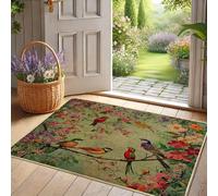 Zerbino floreale uccelli colorato tappeto per porta d'ingresso esterno interno decorazione primavera gomma impermeabile antiscivolo assorbente polvere facile da pulire 73 x 43 cm