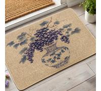 Zerbino floreale uva viola uva tappeto porta decorazione primavera ingresso esterno interno gomma impermeabile antiscivolo assorbente polvere facile da pulire 29X