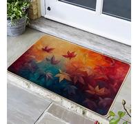 Zerbino foglia autunnale rosso vivo arancione brillante per ingresso esterno ed interno decorazione stagionale antiscivolo impermeabile antipolvere facile da pulire 73,6 x 43,2 cm