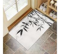 Zerbino Foglie Di Bambù D'Inchiostro Trappola Sporco, Tappetino Stile Zen Antiscivolo Lavabile in Lavatrice, Zerbino d'Ingresso Assorbenti per Ingresso, Porta e Corridoio, 60x90 cm, Grigio Chiaro