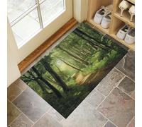 Zerbino Foglie Verdi Lussureggianti Trappola Sporco, Tappetino Sentiero Nel Bosco Antiscivolo Lavabile in Lavatrice, Zerbino d'Ingresso Assorbenti per Ingresso, Porta e Corridoio, 60x90 cm, Verde
