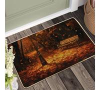 Zerbino foresta autunnale per panchina del Ringraziamento per ingresso esterno e interno, decorazione bohemien, gomma impermeabile, antiscivolo, assorbe la polvere, facile da pulire