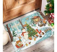 Zerbino Foresta Delle Fiabe lavabile,80 x 120 cm, per porta d'ingresso, a basso profilo, per interni, antiscivolo, ad alto traffico, per portico, camera da letto, cucina,Animali Dei Cartoni Animati