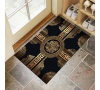 Zerbino Geometria Aurea Trappola Sporco, Tappetino Antiscivolo Lavabile in Lavatrice, Stemma Arabo, Zerbino d'Ingresso Morbide Assorbenti per Cane, Ingresso, Port, 90 x 150 cm, Marrone