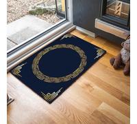 Zerbino Geometria Circolare Trappola Sporco, Tappetino Antiscivolo Lavabile in Lavatrice, Bordo Chiave Greco, Zerbino d'Ingresso Morbide Assorbenti per Cane, Ingresso, Port, 90 x 150 cm, Blu Navy