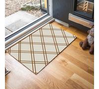 Zerbino Geometria Della Linea Ingresso Interno 60 x 90 cm, Zerbino Entrata Ingresso Motivo A Diamante con Fondo Antiscivolo TPR, Lavabile In Lavatrice Tappeto Ingresso Per Casa Ufficio - Crema