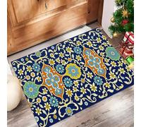 Zerbino Geometriche Floreali per Interni, Colori misti, Tappeto Lavabile 50x80cm con Retro Antiscivolo, Stampa Arte Piastrelle Tradizionali, Sottile in Finta Lana Super Morbida, per Ingresso, Camera