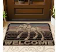 Zerbino geometrico con cavallo magico beige, design fantasy 3D per interni ed esterni, decorazione per tutto l'anno, antiscivolo, impermeabile, resistente alla polvere, tappetino di benvenuto, 73 x 43