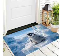 Zerbino Ghiacciaio Pinguino Imperatore, Ingresso Esterno E Interno, 40 x 60 cm Tappeto Animali Artici Dei Cartoni Animati Antipolvere Tappeto Ingresso Casa Resistente Zerbino per Soggiorno