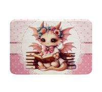 Zerbino Girly Dragon Cute Bowknot Princess Tale Ultra Soft Pink Cartoon Animals Zerbino Ingresso Lavabile Antipolvere Zerbini Per Corridoio Porte Anteriori 40X60Cm
