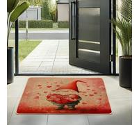 Zerbino gnomo San Valentino cuori rossi rosa per ingresso interno ed esterno decorazione romantica tappetino anteriore morbido antiscivolo assorbe la polvere facile da pulire