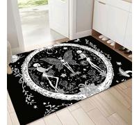 Zerbino Gotico, 80x120cm Zerbino con Disegni in Gomma, Fata Scheletro Farfalla Tappeto per Ingresso Interno, Fondo Antiscivolo Gommato, Facile da Pulire Rettangolare, Nero