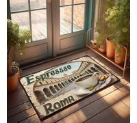 Zerbino grande per esterni Espresso Roma: una tazza di caffè nel cuore dell'Italia, zerbino con uomo decorazione grotta per esterni (50 x 80 cm)