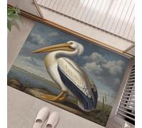 Zerbino Illustrazione Realistica Cielo Del Lago Pelican per Ingresso 50 x 80 cm, Antiscivolo e Resistente, Assorbe Acqua e Sporco, Facile da Pulire, Ideale per Porta, Corridoio e Casa,Grigio-Blu