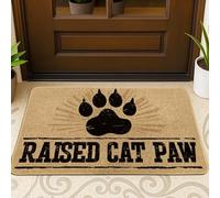 Zerbino in fibra di cocco con impronte di zampe di gatto in rilievo beige, per interni ed esterni, antiscivolo, assorbimento della polvere, facile manutenzione, 73,7 x 43,2 cm