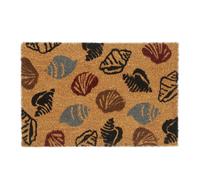 Relaxdays Zerbino con Conchiglie Colorate, Fibra di Cocco, Interni ed Esterni, LxP 40x60 cm, Retro Antiscivolo, Naturale, 1 pz