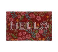 Relaxdays Zerbino in Fibre di Cocco, con Scritta Hello e Motivi Floreali, 40x60 cm, Resistente alle Intemperie, Colorato, 1 pz