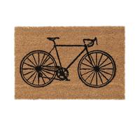 Relaxdays Zerbino in Fibre di Cocco, Motivo a Bicicletta Tappetino Antiscivolo Interni e Esterni, 60x40cm, Naturale Nero, 1 pz