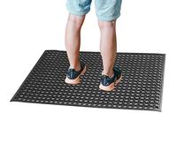 Zerbino in gomma anti-fatica per cucina, 61 x 91,4 cm, tappetino da bagno, tappetino da bagno, tappetino per drenaggio, nero, per garage, giardino, uso industriale