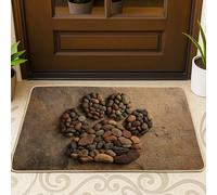 Zerbino in pietra naturale, con stampa di zampe, tappetino per ingresso in roccia marrone, per interni ed esterni, antiscivolo, impermeabile, controllo della polvere, facile manutenzione, 73 x 43 cm