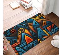 Zerbino in stile africano con motivo tessile, assorbente, antiscivolo, 40 x 60 cm, in flanella, tappetino di benvenuto, per esterni, porta d'ingresso, resistente, lavabile, per cucina, patio, portico