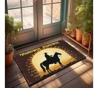 Zerbino in tinta unita per artigianato cavalcando il tramonto: una silhouette occidentale Adventure zerbino decorazione camera ragazzi ragazzi tappetini esterni per la parte anteriore (50 x 80 cm)