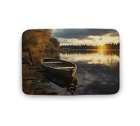 Zerbino in velluto di corallo, con barca sul lago, morbido, spesso, per gattonare, camera da letto, soggiorno, antiscivolo, assorbente, lavabile in lavatrice, 50 x 80 cm