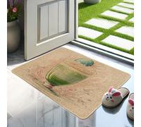 Zerbino in vetro verde primavera, decorativo, per interni ed esterni, stile vintage, motivo floreale, antiscivolo, impermeabile, assorbe lo sporco, facile da pulire, 73 x 43 cm