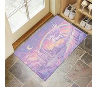 Zerbino Ingresso, 40 x 60 cm Tappeto Sottile Arcobaleno Castello Pegaso Microfibre Morbide Con Fondo Antiscivolo Tappeto Animali Fantastici Dei Cartoni Animati per Cane, Ingresso, Porta E Corridoio