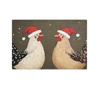 Zerbino Ingresso 40X60Cm, Funny Chicken Hat Christmas Tappetini Lavabile Tappeto Da Bagno Per Casa Bagno Camera