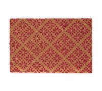 Relaxdays Zerbino in Fibra di Cocco, 60x40 cm Floreale, Tappetino Antiscivolo Ingresso, Esterno e Interno, Rosso Marrone