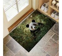 Zerbino Ingresso 60 X 90 Cm Panda Nella Foresta Bambùassorbente E Anti-Sporco, Facile Da Pulire Per Interni Ed Esterni, Animali Carini Morbido, Antiscivolo E Resistente, Verde Lavabile In Lavatrice