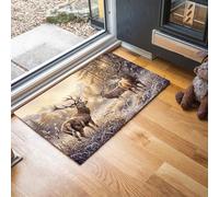 Zerbino Ingresso 90x150 cm, Tappeto Passatoia Montagna Innevata Milu Antiscivolo con Bordi Resistenti Tappetino Entrata Assorbente Foresta Invernale Da Sogno - Lavabile in lavatrice, Marrone Chiaro