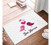 Zerbino Ingresso Amore Due Uccelli Dolce Plaid Matrimonio Sposato Rosa Tappeto Ingresso Lavabile Tappetini da Bagno Resistente Sporco Tappeto Entrata Interno per Interno Cucina Camera 40x60cm
