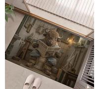 Zerbino Ingresso Buffalo Retrò Che Legge Giornale Antiscivolo e Assorbente Tappeto Interno Umoristiche Lavabile in Lavatrice Tappeto Ultrasottile per Cucina, Bagno, Corridoio, 40x60 cm, Marrone