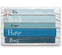 Zerbino Ingresso Cartello con Tema Spiaggia, The Beach Is My Happy Place, con Stelle Marine Tappeto Entrata Interno Lavabile Tappetino Antiscivolo Resistente Tappetini da Bagno per Bagno 40x60cm