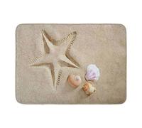 zerbino ingresso casa Bellissimo zerbino con stampa di stelle marine e conchiglie sulla sabbia della spiaggia, come per le vacanze estive.