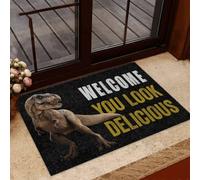 zerbino ingresso casa Benvenuto, guarda il delizioso zerbino con dinosauro, regalo di inaugurazione della casa