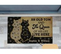 zerbino ingresso casa Coppia di gatti, Old Tom e Queen vivono qui, zerbino personalizzato