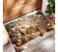 Zerbino Ingresso Casa da Esterno, 50x80 cm Tappetino Elegante Confezione Regalo Antiscivolo e Lavabile Zerbino d'Ingresso Buon Natale Ultra Assorbente Tappeto per Cane, Porta e Corridoio - Champagne